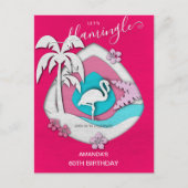 Let's Flamingle Tropical Flamingo 60th Birthday Uitnodiging Briefkaart (Voorkant)