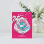 Let's Flamingle Tropical Flamingo 60th Birthday Uitnodiging Briefkaart (Staand voorkant)