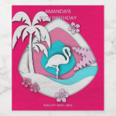 Let's Flamingle Tropical Flamingo 60th Birthday Wijn Etiket (Enkel label)