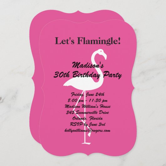 Let's Flamingle Verjaardagsfeestje Uitnodiging - F (Voorkant / Achterkant)