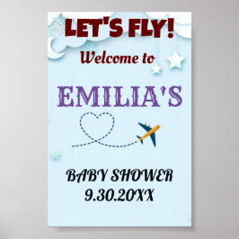 Let's Fly Baby shower Welkomstbord - Aangepast Poster