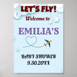 Let's Fly Baby shower Welkomstbord - Aangepast Poster