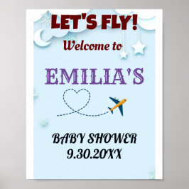 Let's Fly Baby shower Welkomstbord - Aangepast Poster