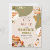 Let's Gather Friendsgiving Potluck Thanksgiving Kaart (Voorkant)