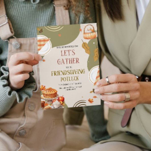 Let's Gather Friendsgiving Potluck Thanksgiving Kaart