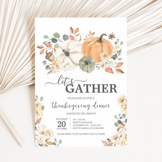 Let's Gather Pumpkin Dinner Thanksgiving Kaart