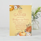 Let's gather Thanksgiving Dinner Invitation Kaart (Staand voorkant)