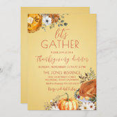 Let's gather Thanksgiving Dinner Invitation Kaart (Voorkant / Achterkant)