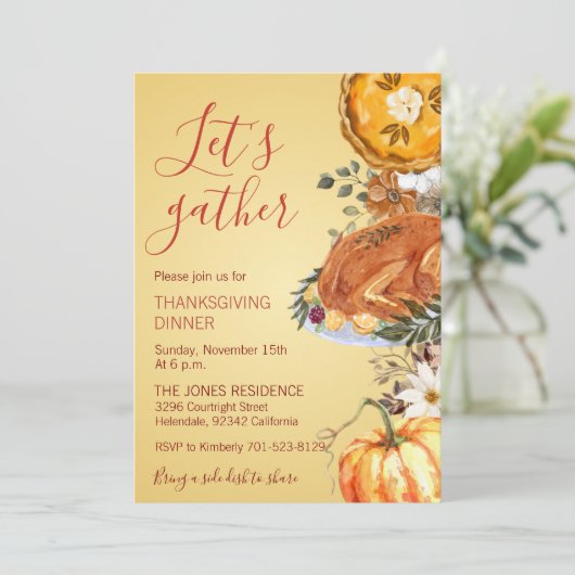 Let's gather Thanksgiving Dinner Kaart (Staand voorkant)