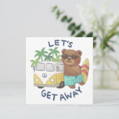 Let's Get Away: Teddy Bear en  Van Drawing Feestdagenkaart (Staand voorkant)