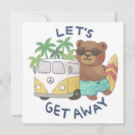 Let's Get Away: Teddy Bear en  Van Drawing Feestdagenkaart