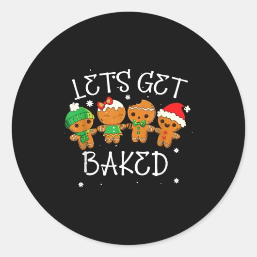 Let's Get Baked Cookie Baking Team Gingerbread Chr Ronde Sticker (Voorkant)