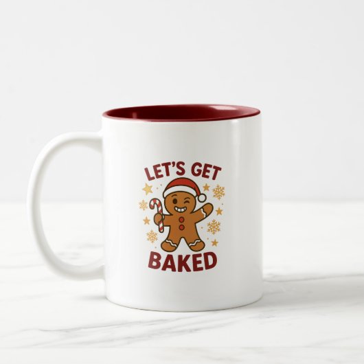 Let's Get Baked - Gingerbread Man Two-Tone Mug Tweekleurige Koffiemok (Links)