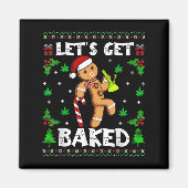 Let's Get Baked Gingerbread Man Weed Funny Christm Magneet (Voorkant)