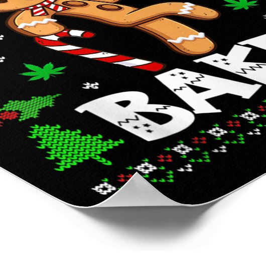 Let's Get Baked Gingerbread Man Weed Funny Christm Poster (Hoek)