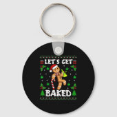 Let's Get Baked Gingerbread Man Weed Funny Christm Sleutelhanger (Voorkant)