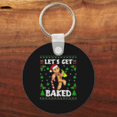 Let's Get Baked Gingerbread Man Weed Funny Christm Sleutelhanger (Voorkant)