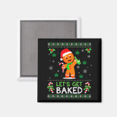Lets Get Baked Ugly Sweater Weed Christmas Xmas Magneet (Voorkant / Achterkant)