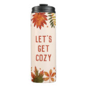 "Let's Get Cosy" Herfst Fall Bladeren Thermosbeker (Voorkant)