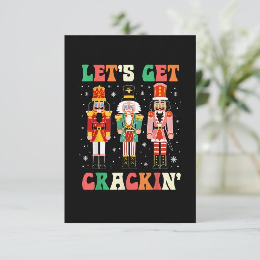 Let's Get Cracking Funny Christmas Nutcracker Ball Bedankkaart (Staand voorkant)