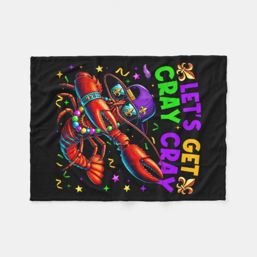 Let's Get Cray Cray Mardi Gras Dabbing Crawfish Bo Fleece Deken (Voorkant (Horizontaal))