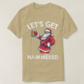 Let's Get Drunk Beer Drinking Santa Claus Funny Ch T-shirt (Design voorkant)