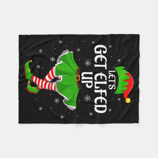 Let's Get Elfed Up Christmas Family Elf Squad Girl Fleece Deken (Voorkant (Horizontaal))