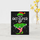 Let's Get Elfed Up Christmas Family Elf Squad Girl Kaart (Gele Bloem)