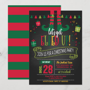 Let's Get Elfed Up Christmas Party Invitation - BK Kaart
