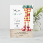 Let's Get ELFED UP! Fun Curly Shoes Holiday Party Kaart (Staand voorkant)