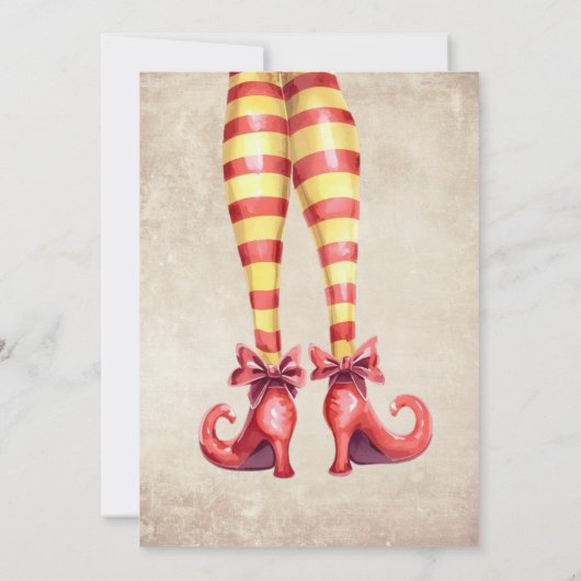 Let's Get ELFED UP! Fun Curly Shoes Holiday Party Kaart (Achterkant)