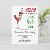 Lets Get Elfed Up Kerstmeisjes avond uit Verjaarda Kaart (Staand voorkant)