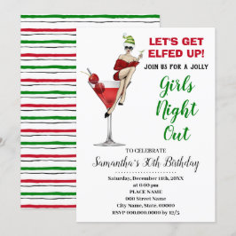 Lets Get Elfed Up Kerstmeisjes avond uit Verjaarda Kaart