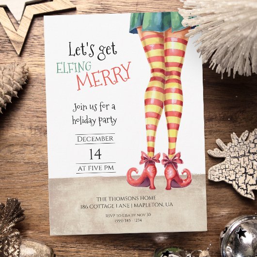 Let's Get ELFING Merry Fun Holidays Party  Kaart