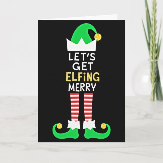 Lets Get Elfing Merry Funny Elf Christmas Card Kaart (Voorkant)
