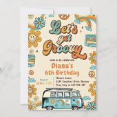 Let's Get Groovy Retro Rainbow 6th Birthday Kaart (Voorkant)