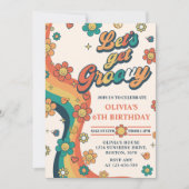 Let's Get Groovy Retro Rainbow 6th Birthday Kaart (Voorkant)