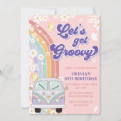 Let's Get Groovy Retro Rainbow 6th Birthday Kaart (Voorkant)