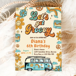 Let's Get Groovy Retro Rainbow 6th Birthday Kaart