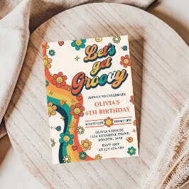 Let's Get Groovy Retro Rainbow 6th Birthday Kaart