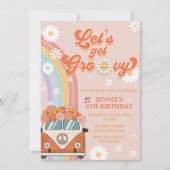 Let's Get Groovy Retro Rainbow 6th Birthday Kaart (Voorkant)