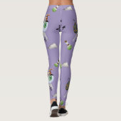 "Let's Get Hallo-Weird" Funky Halloween Paarse Leggings (Achterkant)