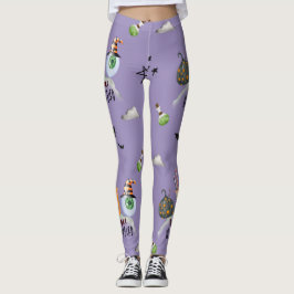 "Let's Get Hallo-Weird" Funky Halloween Paarse Leggings