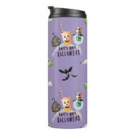 "Let's Get Hallo-Weird" Funky Halloween Paarse Thermosbeker