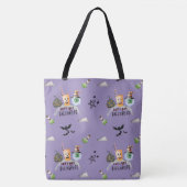 "Let's Get Hallo-Weird" Funky Halloween Paarse Tote Bag (Voorkant)