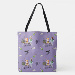 "Let's Get Hallo-Weird" Funky Halloween Paarse Tote Bag