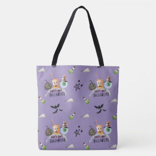"Let's Get Hallo-Weird" Funky Halloween Paarse Tote Bag