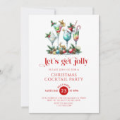 Let's Get Jolly Christmas Cocktail Party Invite Kaart (Voorkant)