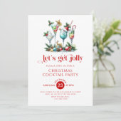 Let's Get Jolly Christmas Cocktail Party Invite Kaart (Staand voorkant)