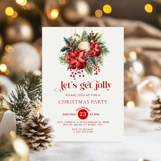 Let's Get Jolly Christmas Party Invitation Kaart